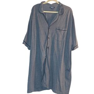Nightgown Grey black trim button front oversized sleep shirt pajama top 3x